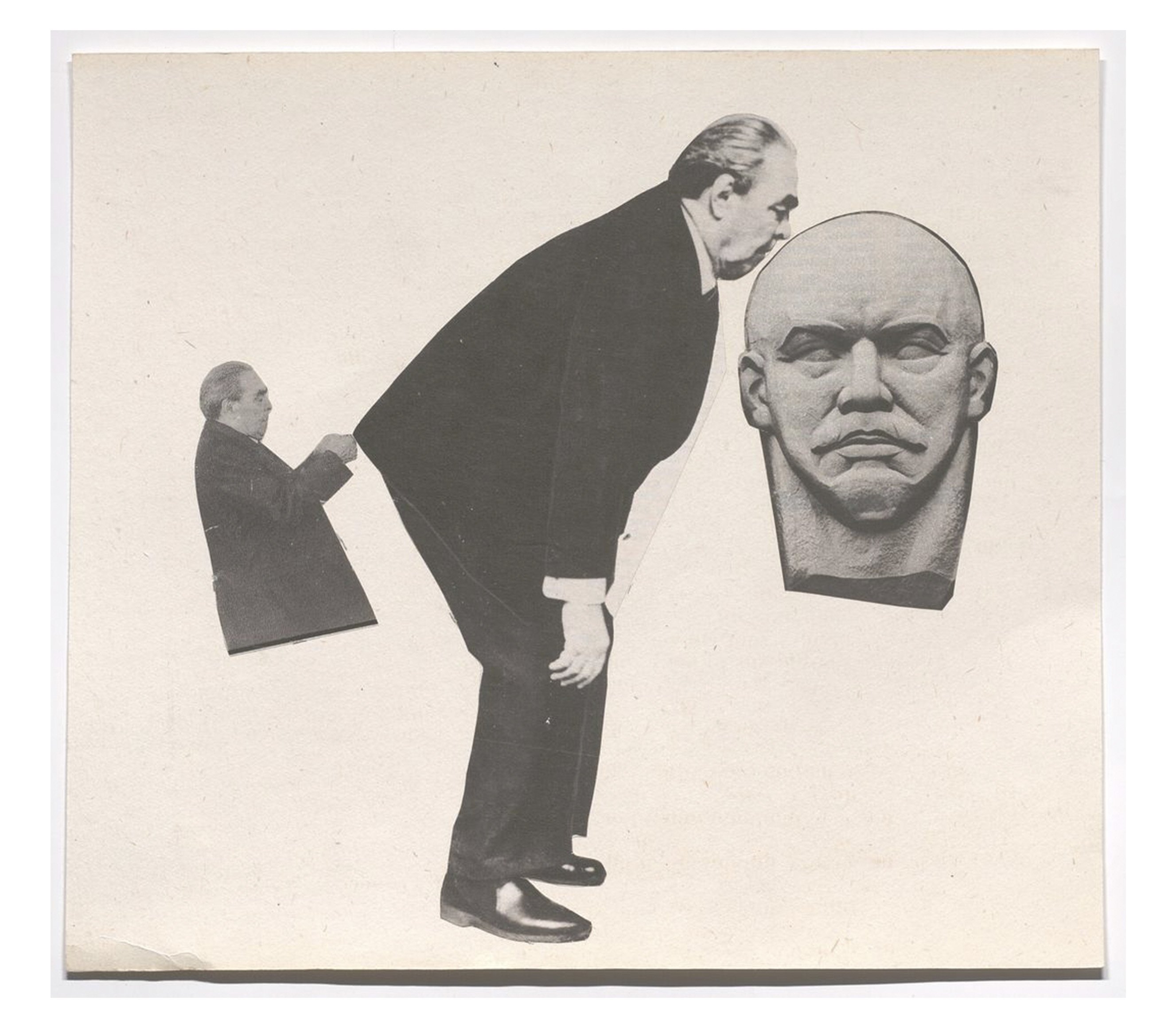 Visual poem with images of Lenin, Brezhnev, 1990
