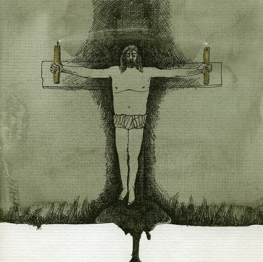 Drawing #52 from the cycle of 150 drawings “Crucifixion for the Fisherman”, 1991-1992