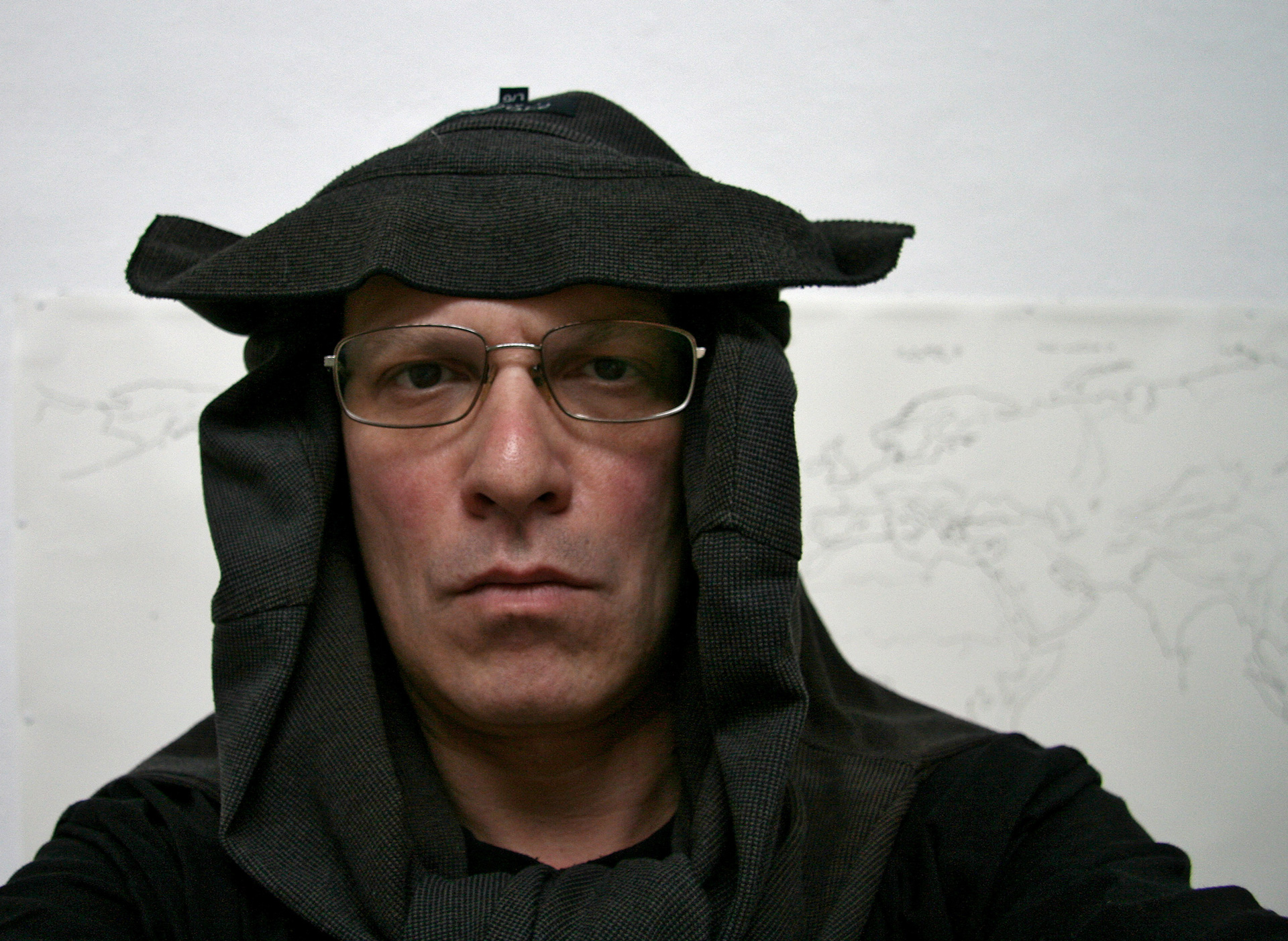 The Inquisition – get out! Self-portrait with a warm flannel over the head, 2007